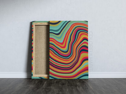 Printable Art Download In A Colorful Abstract Wavy Stripes Digital Design by ColorfulHabit Presented on Streched Burlap canvas