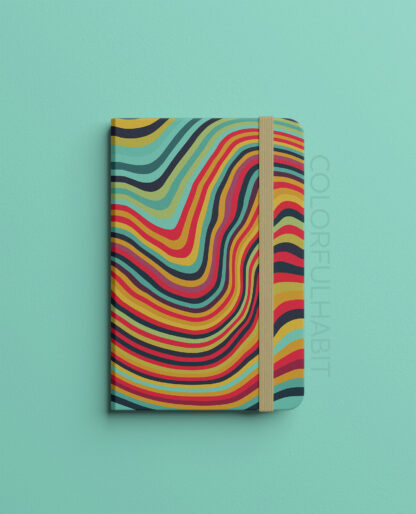 Printable Art Download In A Colorful Abstract Wavy Stripes Digital Design by ColorfulHabit Presented on a Hardcover Book