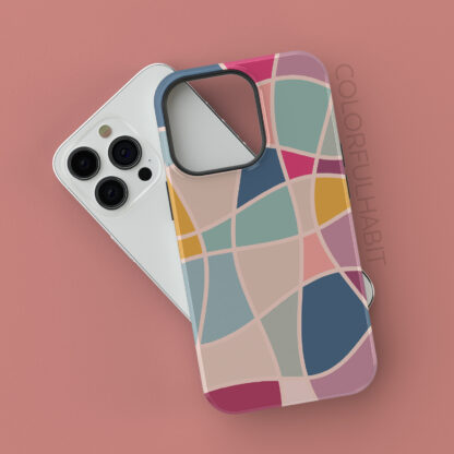 Printable Digital Art Download In Abstract Stained Glass Pattern by ColorfulHabit Presented on an iPhone 13 Pro Case