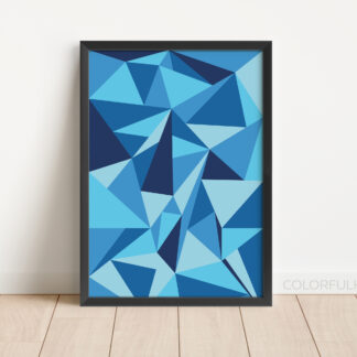 Printable Digital Art Download In Blue Triangle Pattern by ColorfulHabit Presented in a Black Frame