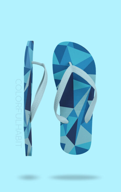 Printable Digital Art Download In Blue Triangle Pattern by ColorfulHabit Presented on Flip Flop Sandals