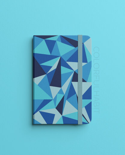 Printable Digital Art Download In Blue Triangle Pattern by ColorfulHabit Presented on a Hardcover Book
