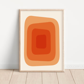 Abstract Orange Minimal Printable Digital Art Download by ColorfulHabit Presented as Wall Art in a Wood Frame