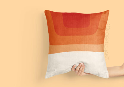 Abstract Orange Minimal Printable Digital Art Download by ColorfulHabit Presented on a Pillow Held by a Hand