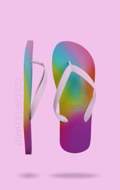 Printable Digital Art Download in a Colorful Abstract Dreamy Design by ColorfulHabit Presented on Flip Flop Sandals