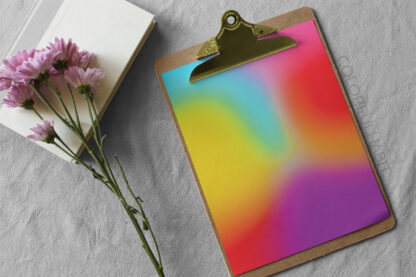 Printable Digital Art Download in a Colorful Abstract Dreamy Design by ColorfulHabit Presented on Paper in a Clipboard