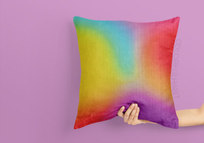 Printable Digital Art Download in a Colorful Abstract Dreamy Design by ColorfulHabit Presented on a Pillow Held by a Hand