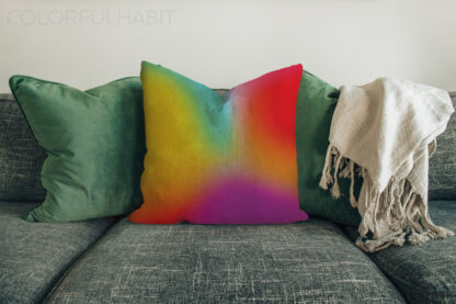 Printable Digital Art Download in a Colorful Abstract Dreamy Design by ColorfulHabit Presented on a Pillow on a Couch