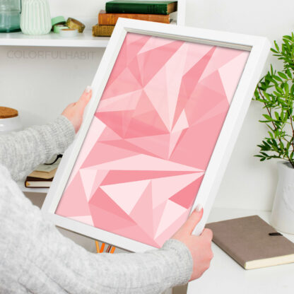 Printable Digital Art Download in a Pink Abstract Geometric Pattern by ColorfulHabit Presented as Wall Art in a White Frame
