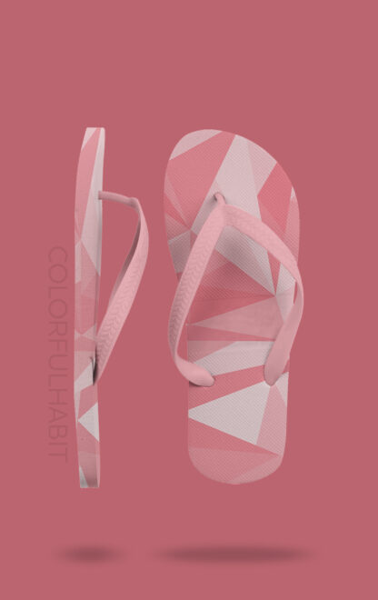 Printable Digital Art Download in a Pink Abstract Geometric Pattern by ColorfulHabit Presented on Flip Flop Sandals