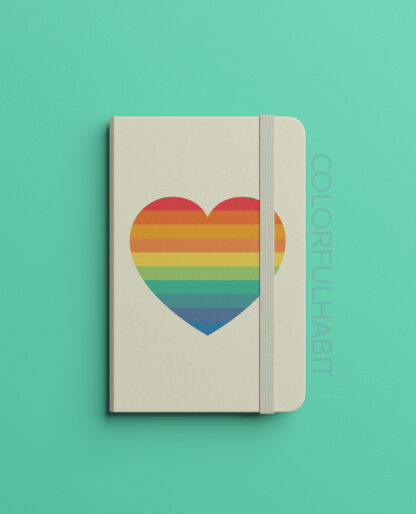 Vintage Rainbow Heart Printable Digital Art Download by ColorfulHabit Presented on a Hardcover Book 2