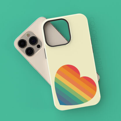 Vintage Rainbow Heart Printable Digital Art Download by ColorfulHabit Presented on an iPhone 13 Pro Case 2