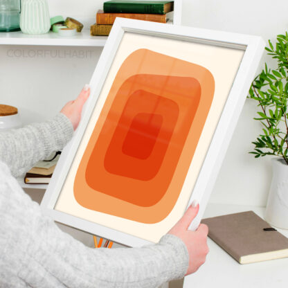 Abstract Orange Minimal Printable Digital Art Download by ColorfulHabit Presented as Wall Art in a White Frame