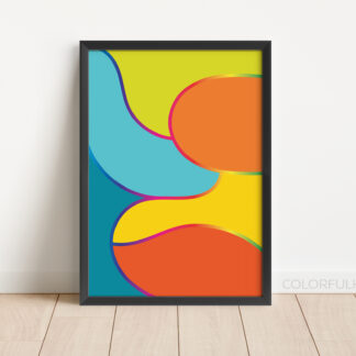 Bold Colorful Abstract Printable Digital Wall Art by ColorfulHabit Presented as Wall Art in a Black Frame