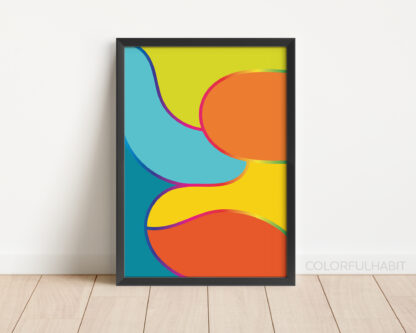 Bold Colorful Abstract Printable Digital Wall Art by ColorfulHabit Presented as Wall Art in a Black Frame