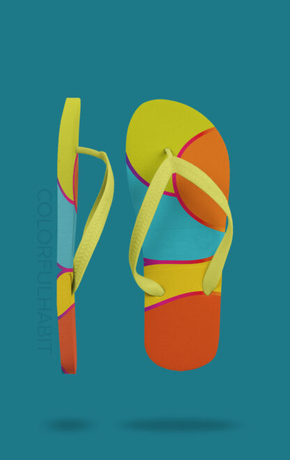 Bold Colorful Abstract Printable Digital Wall Art by ColorfulHabit Presented on Flip Flop Sandals