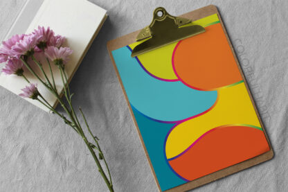 Bold Colorful Abstract Printable Digital Wall Art by ColorfulHabit Presented on Paper in a Clipboard