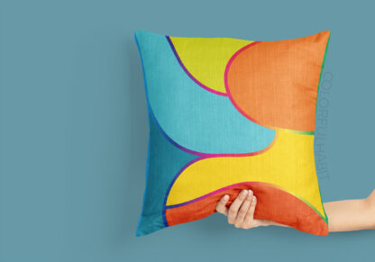 Bold Colorful Abstract Printable Digital Wall Art by ColorfulHabit Presented on a Pillow Held by a Hand