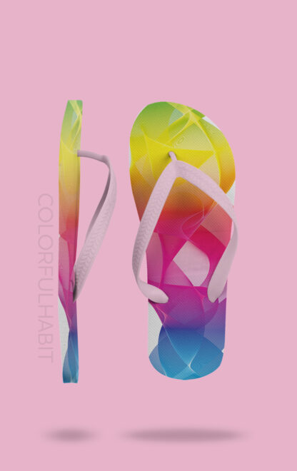 Digital Art Download of a Colorful Abstract Fluid Art Design by ColorfulHabit Presented on Flip Flop Sandals