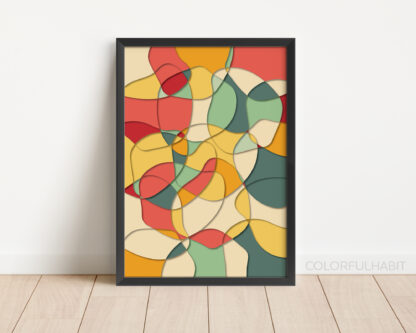 Printable Digital Wall Art Download of Colorful Abstract Pattern by ColorfulHabit Presented as Wall Art in a Black Frame