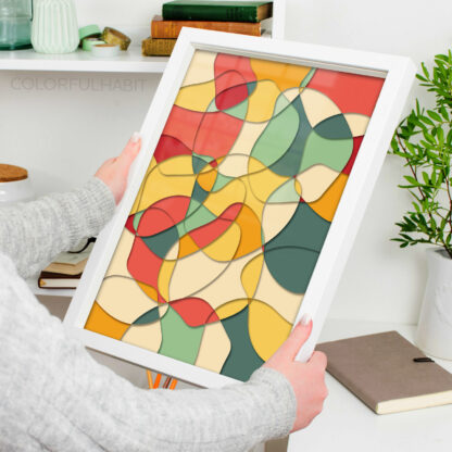 Printable Digital Wall Art Download of Colorful Abstract Pattern by ColorfulHabit Presented as Wall Art in a White Frame
