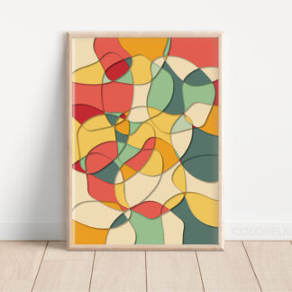 Printable Digital Wall Art Download of Colorful Abstract Pattern by ColorfulHabit Presented as Wall Art in a Wood Frame 2