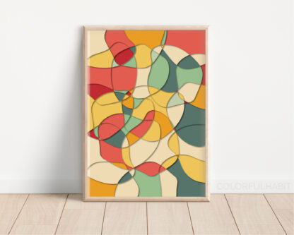 Printable Digital Wall Art Download of Colorful Abstract Pattern by ColorfulHabit Presented as Wall Art in a Wood Frame 2