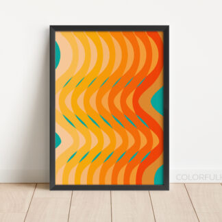 Wavy Flowy Pattern Printable Digital Art Download by ColorfulHabit Presented as Wall Art in a Black Frame