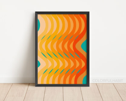Wavy Flowy Pattern Printable Digital Art Download by ColorfulHabit Presented as Wall Art in a Black Frame