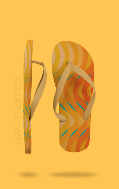 Wavy Flowy Pattern Printable Digital Art Download by ColorfulHabit Presented on Flip Flop Sandals