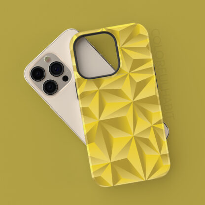 Yellow Triangle Abstract Pattern Printable Digital Art by ColorfulHabit Presented on an iPhone 13 Pro Case