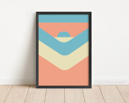 Free Printable Minimalist Geometric Wall Art by ColorfulHabit Presented as Wall Art in a Black Frame