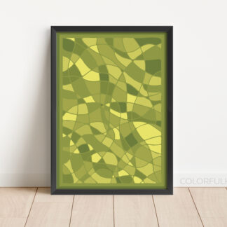 Green Abstract Flowy Printable Wall Art by ColorfulHabit Presented as Wall Art in a Black Frame
