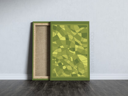 Green Abstract Flowy Printable Wall Art by ColorfulHabit Presented on Streched Burlap Canvas