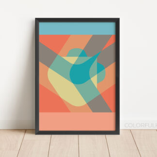 Printable Hard-Edge Abstract Modern Digital Wall Art by ColorfulHabit Presented as Wall Art in a Black Frame