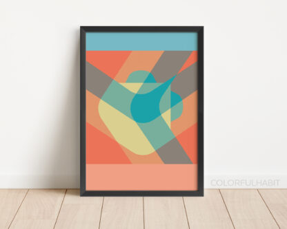 Printable Hard-Edge Abstract Modern Digital Wall Art by ColorfulHabit Presented as Wall Art in a Black Frame