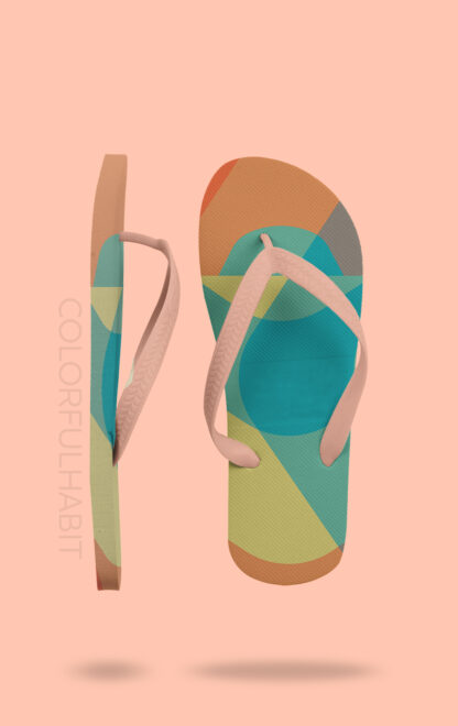 Printable Hard-Edge Abstract Modern Digital Wall Art by ColorfulHabit Presented on Flip Flop Sandals