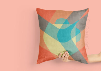 Printable Hard-Edge Abstract Modern Digital Wall Art by ColorfulHabit Presented on a Pillow Held by a Hand