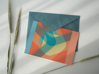 Printable Hard-Edge Abstract Modern Digital Wall Art by ColorfulHabit Presented on a Postcard with a Solid Color Envelope