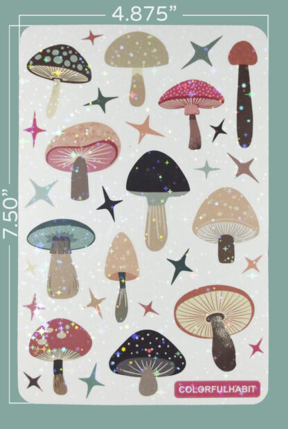 Mushroom Holographic Sticker Sheet Dimensions by ColorfulHabit 1