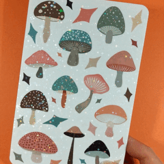 Mushroom Holographic Sticker Sheet by ColorfulHabit