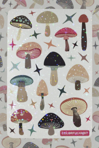 Mushroom Holographic Sticker Sheets by ColorfulHabit 1