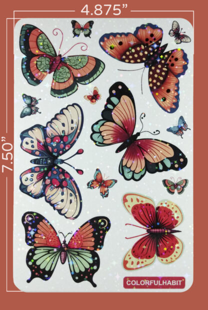 Butterflies Holographic Sticker Sheet Dimensions by ColorfulHabit 1