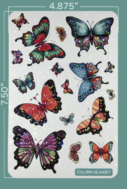 Butterflies Holographic Sticker Sheet Dimensions by ColorfulHabit 2