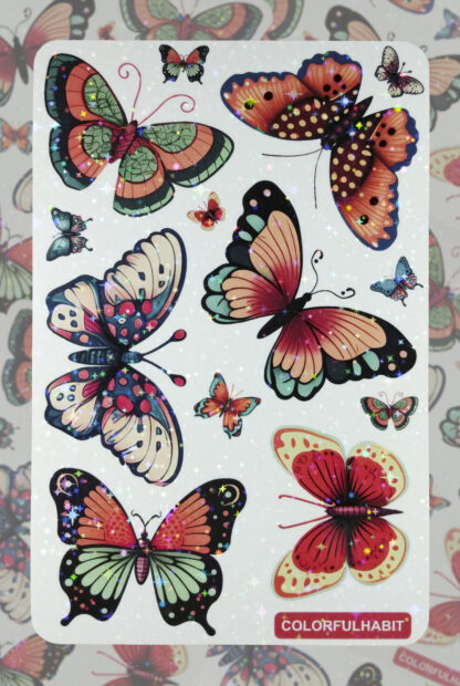 Butterflies Holographic Sticker Sheet by ColorfulHabit 1