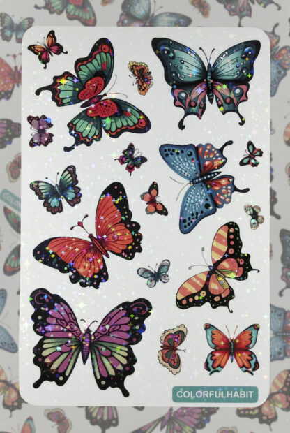 Butterflies Holographic Sticker Sheet by ColorfulHabit 2