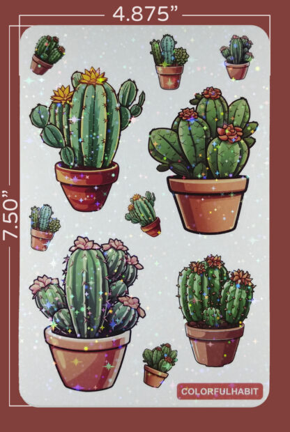 Cactus Holographic Sticker Sheet Dimensions by ColorfulHabit 1