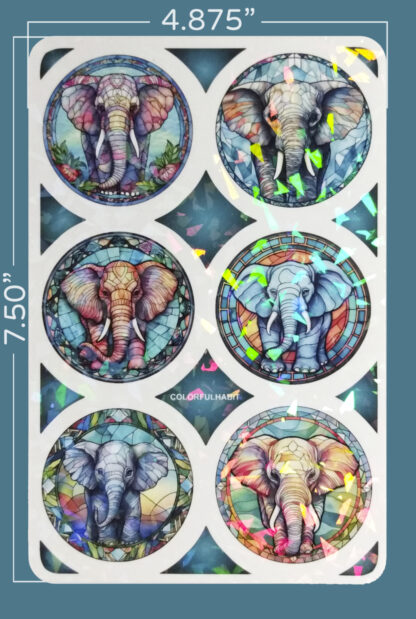 Elephants Holographic Sticker Sheet Dimensions by ColorfulHabit 1