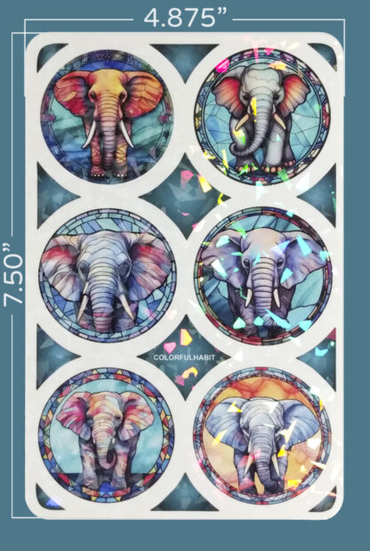 Elephants Holographic Sticker Sheet Dimensions by ColorfulHabit 2