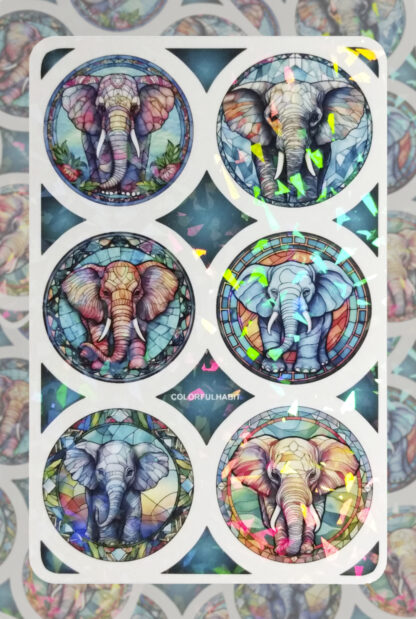 Elephants Holographic Sticker Sheet by ColorfulHabit 1